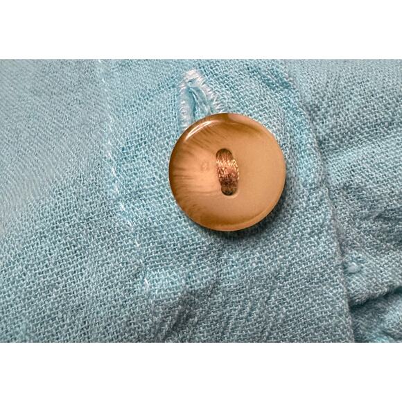 Maya Jones Cotton Beach Button Front Top Women's Large Blue Hand Made Classic - Picture 6 of 7